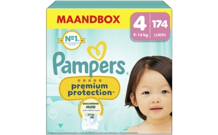 Pampers Premium Protection - Maat 4 (9kg-14kg) - 174 Luiers - Maandbox